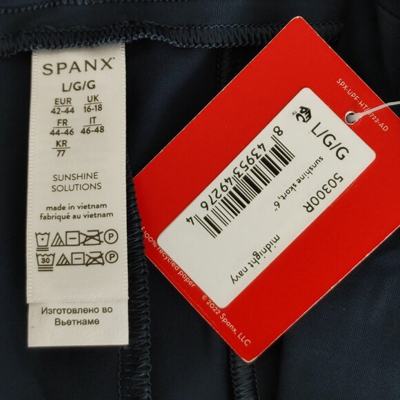 Spanx Sunshine 6" Pull On Skort UPF 50+ Midnight Navy Blue Women's Size L - Picture 11 of 16